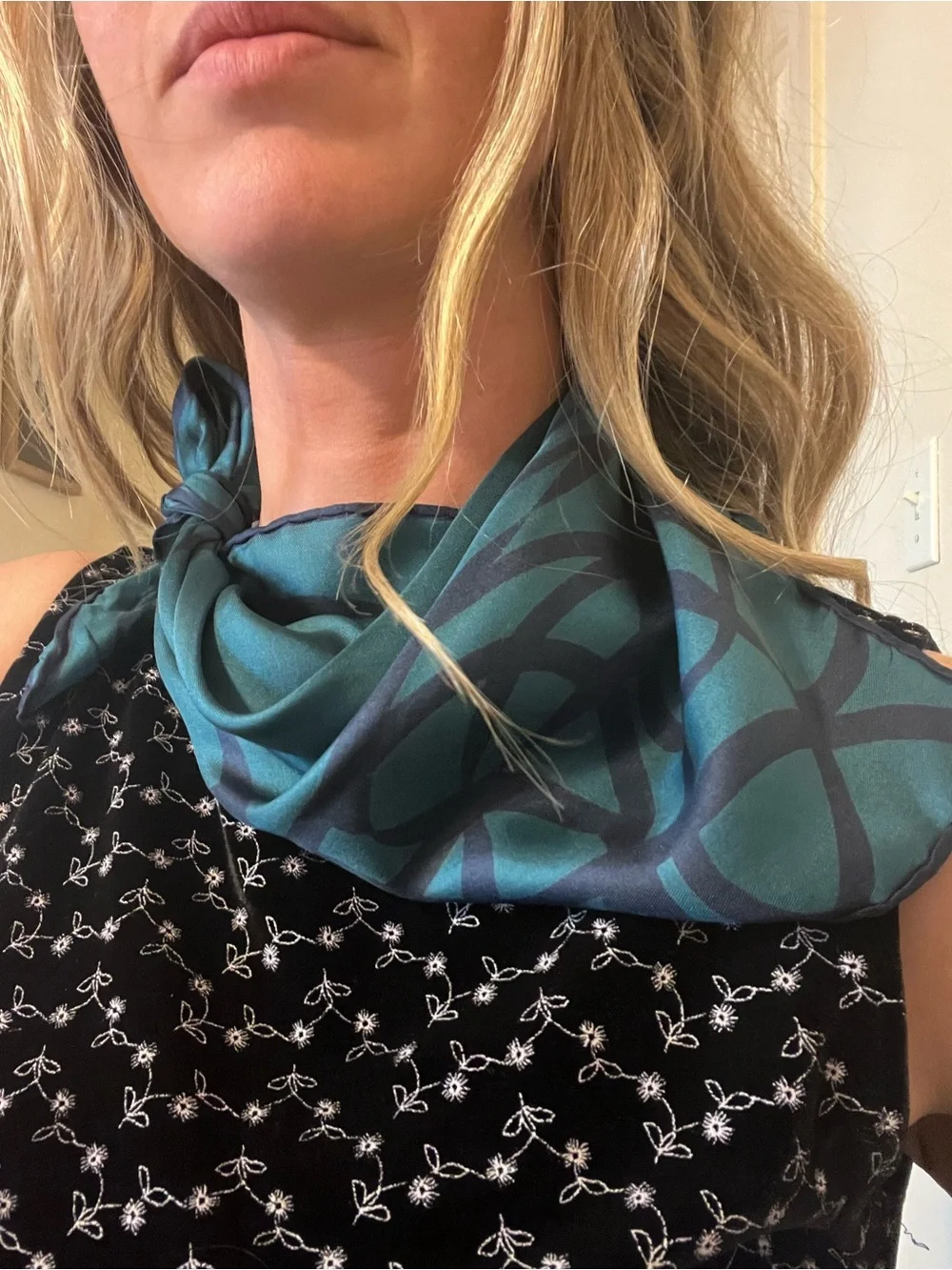 100% Silk Blue Scarf